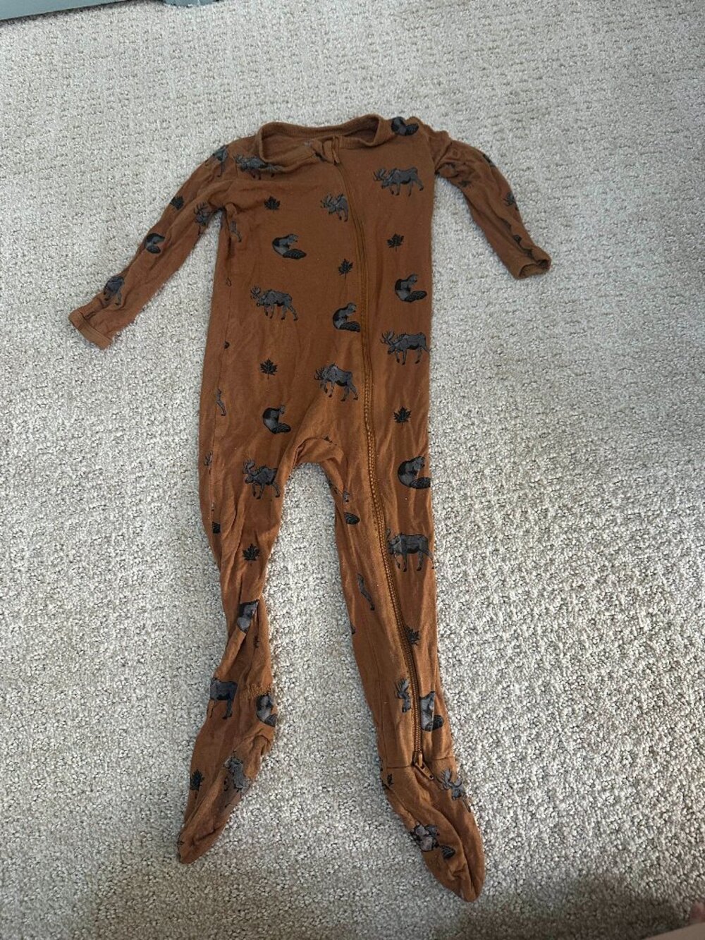 Kyte Baby Bamboo Footed Sleeper Moose & Beaver Print 18-24 Months